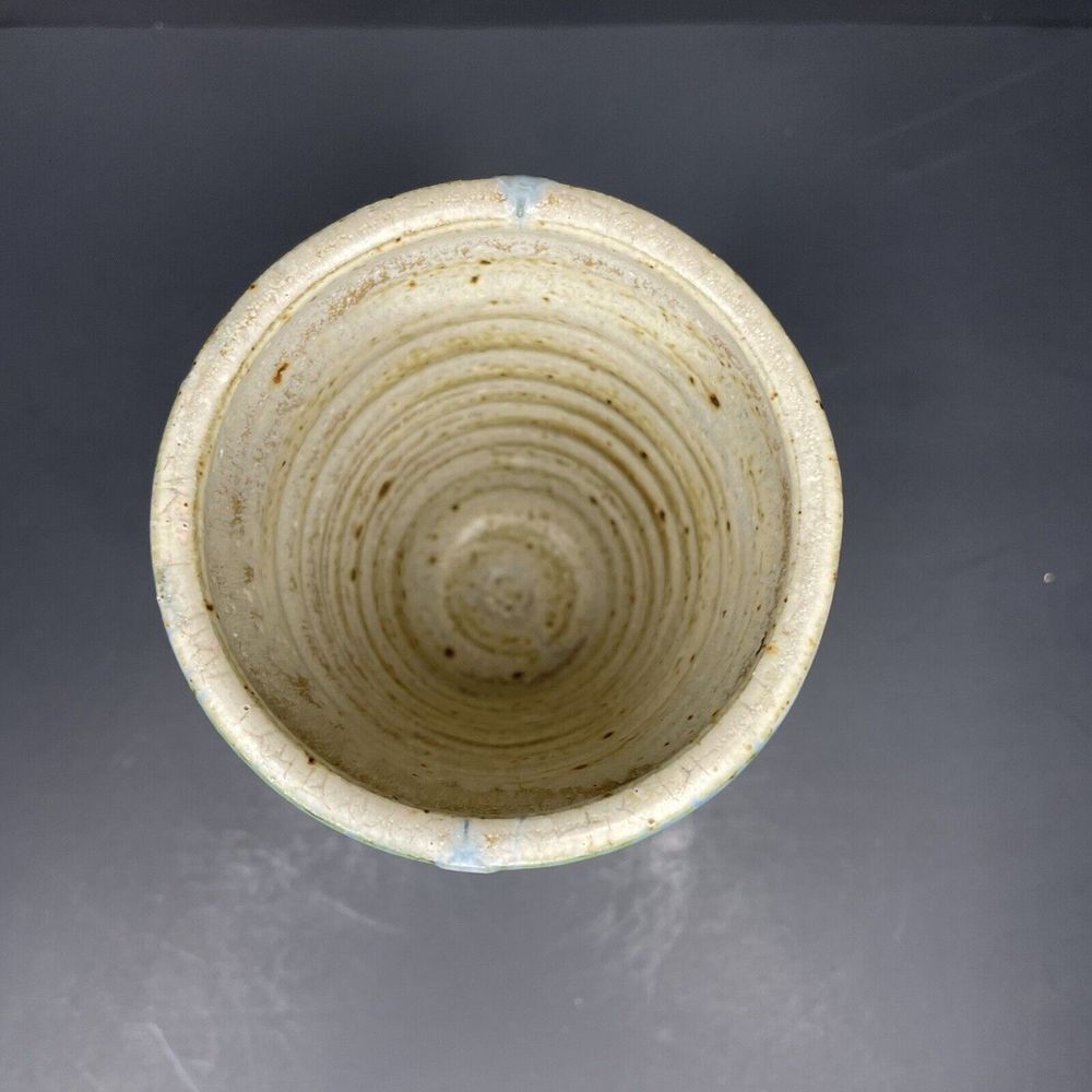 Vtg Hand Thrown Stoneware‎ STUDIO ART POTTERY  7" Wine Glass Goblet Blue Glazed - Picture 6 of 8